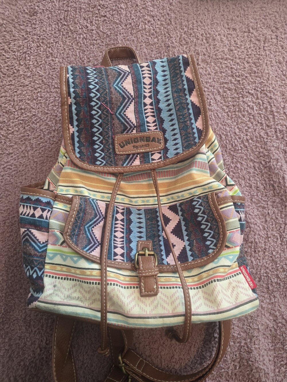 Vintage UNIONBAY Canvas Backpack with Brown Trim